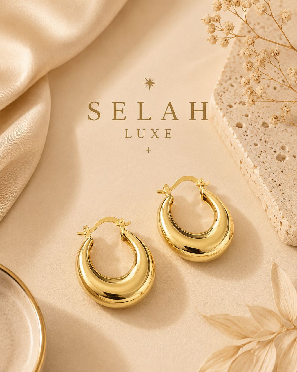 Chunky Gold Crescent Hoop Earrings | SELAH LUXE
