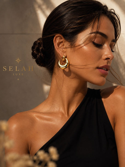 Chunky Gold Crescent Hoop Earrings | SELAH LUXE