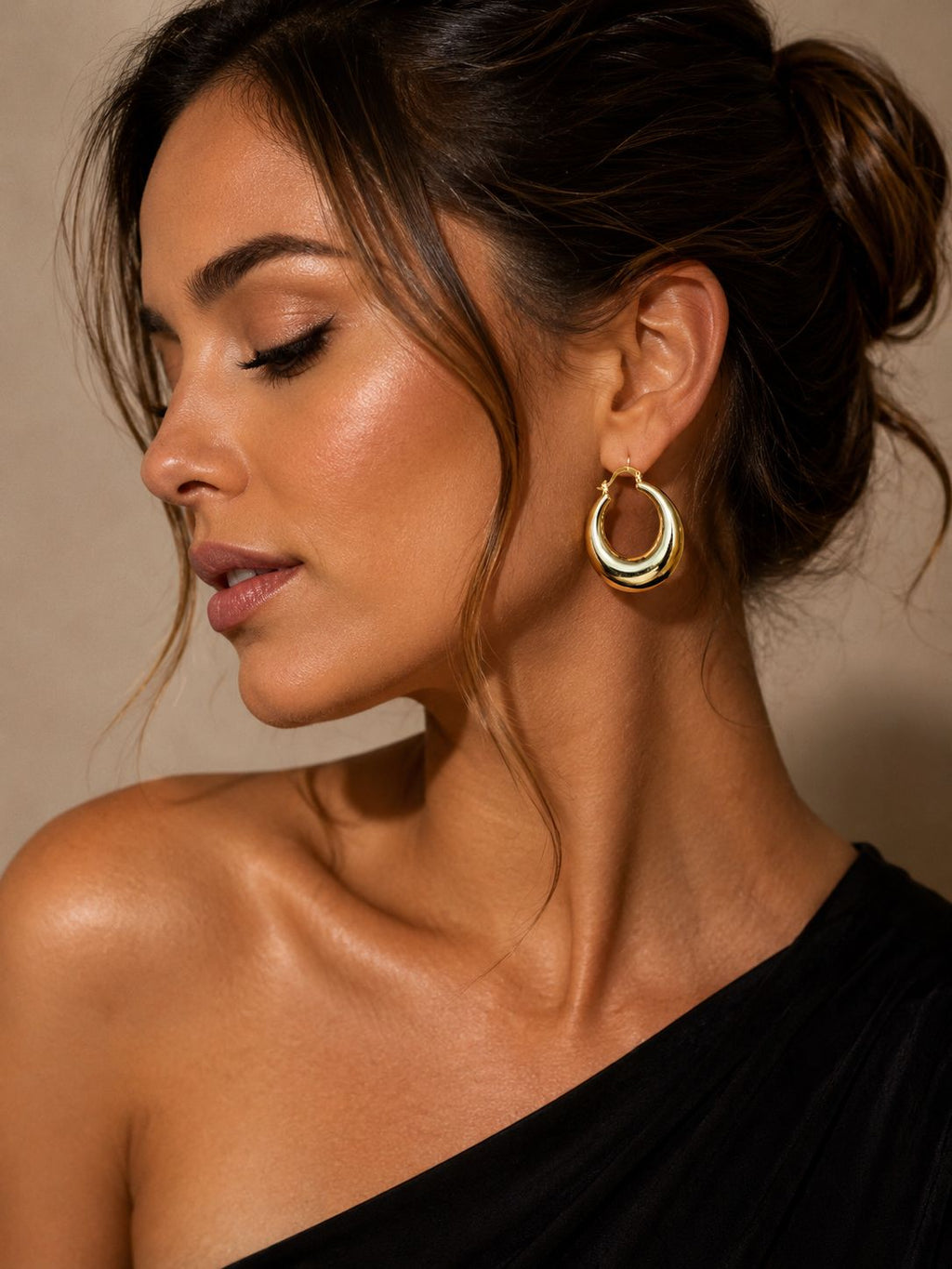 Chunky Gold Crescent Hoop Earrings | SELAH LUXE