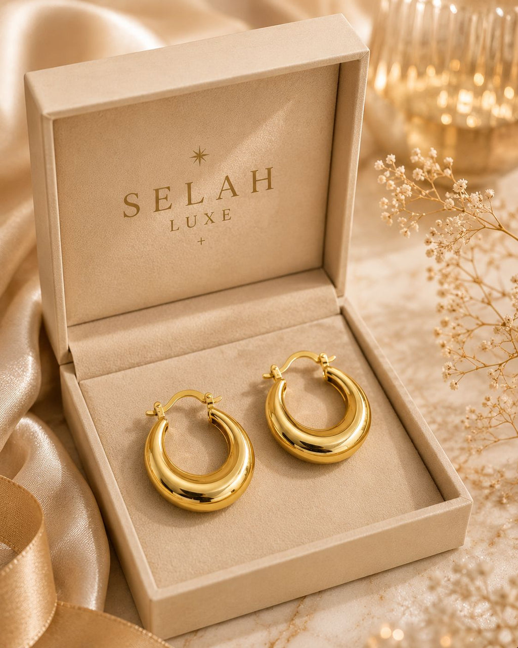 Chunky Gold Crescent Hoop Earrings | SELAH LUXE