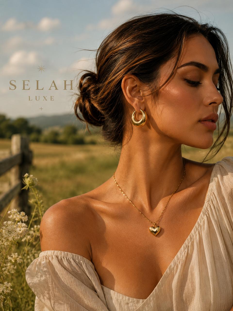 Selah Luxe / Heart Pendant Paperclip Chain Necklace – 14K Gold Plated