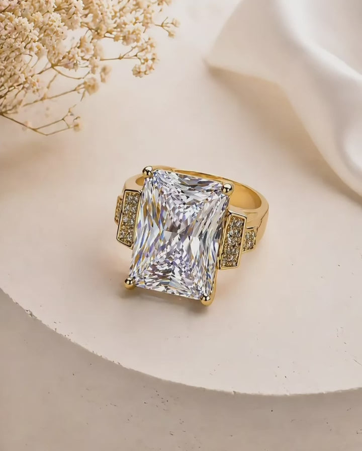Radiant Emerald Statement Ring - 14k Gold